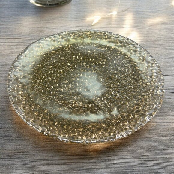 Vetropuro Clear Turkish Bubble Pebble Ice Glass Textured Plates Dishes Set 3 - Picture 2 of 11